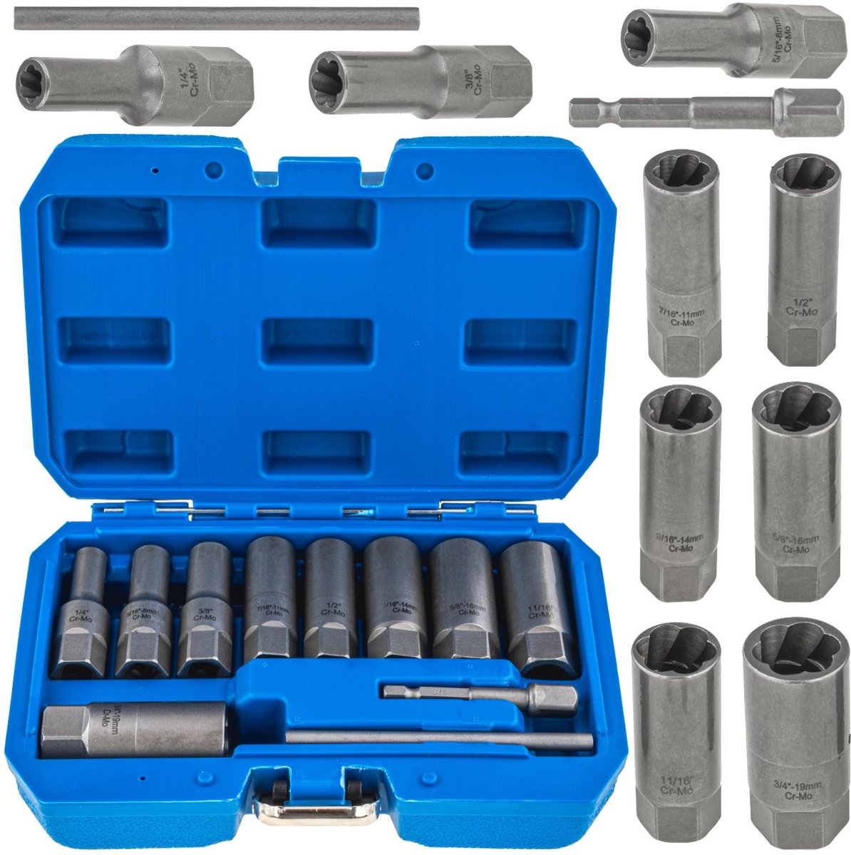 Lange Metrische Dop Bits CR-MO 6-19mm voor Schroeven & Moeren