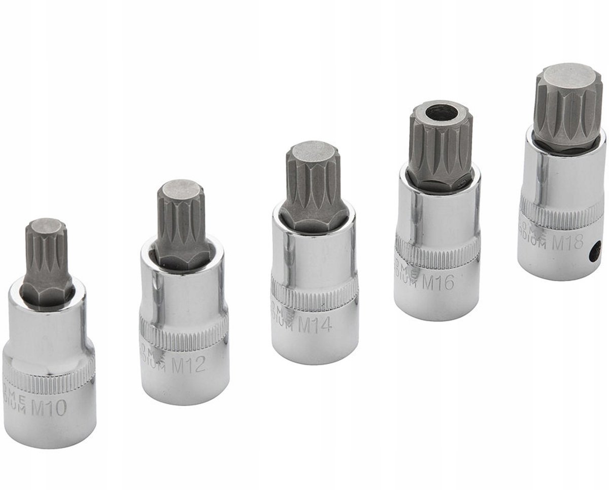 Spline Dop Dop M10-M18 1/2" 5-delige set - VW olieplug