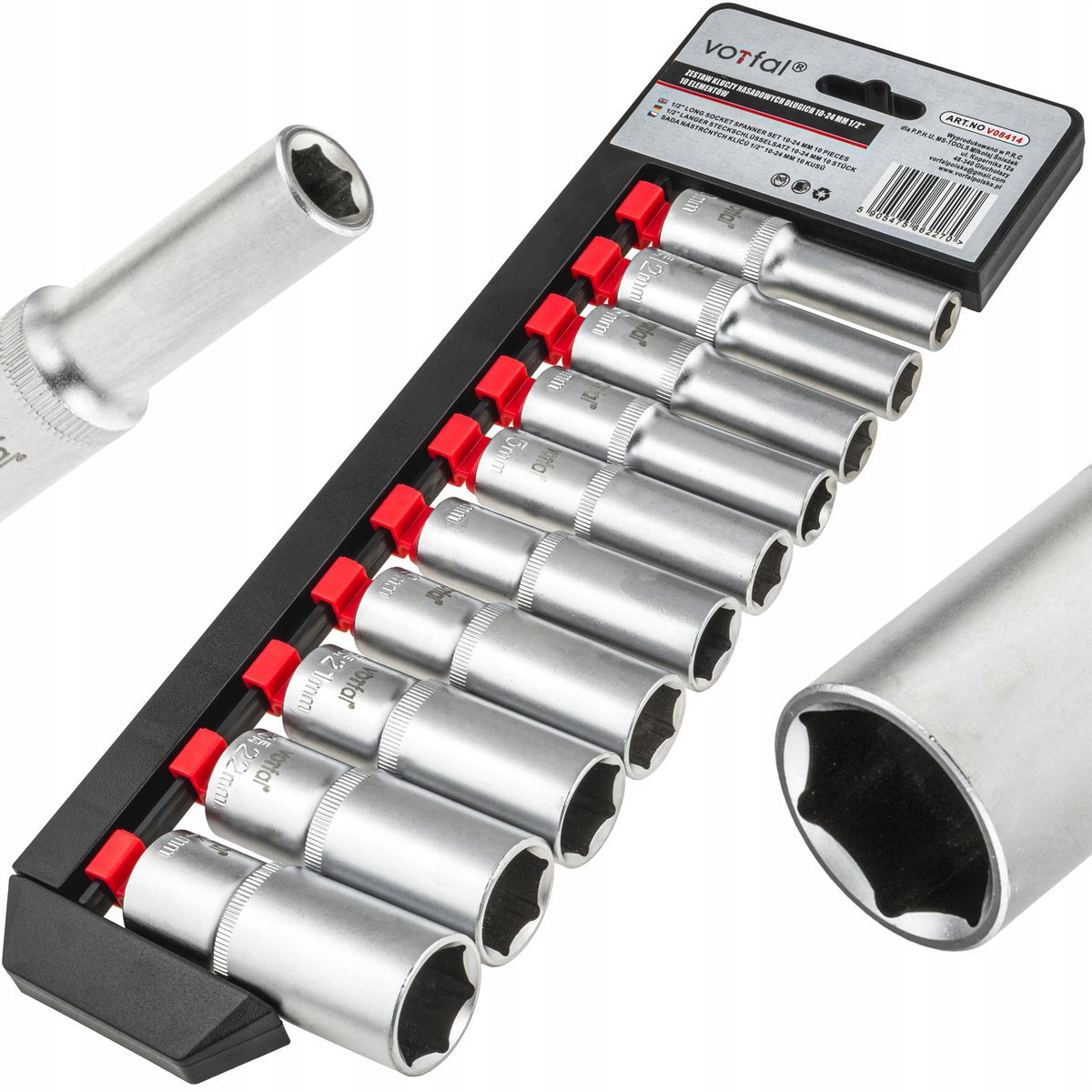 Lange Dopbits Set 1/2" 10-24mm - CR-V Staal