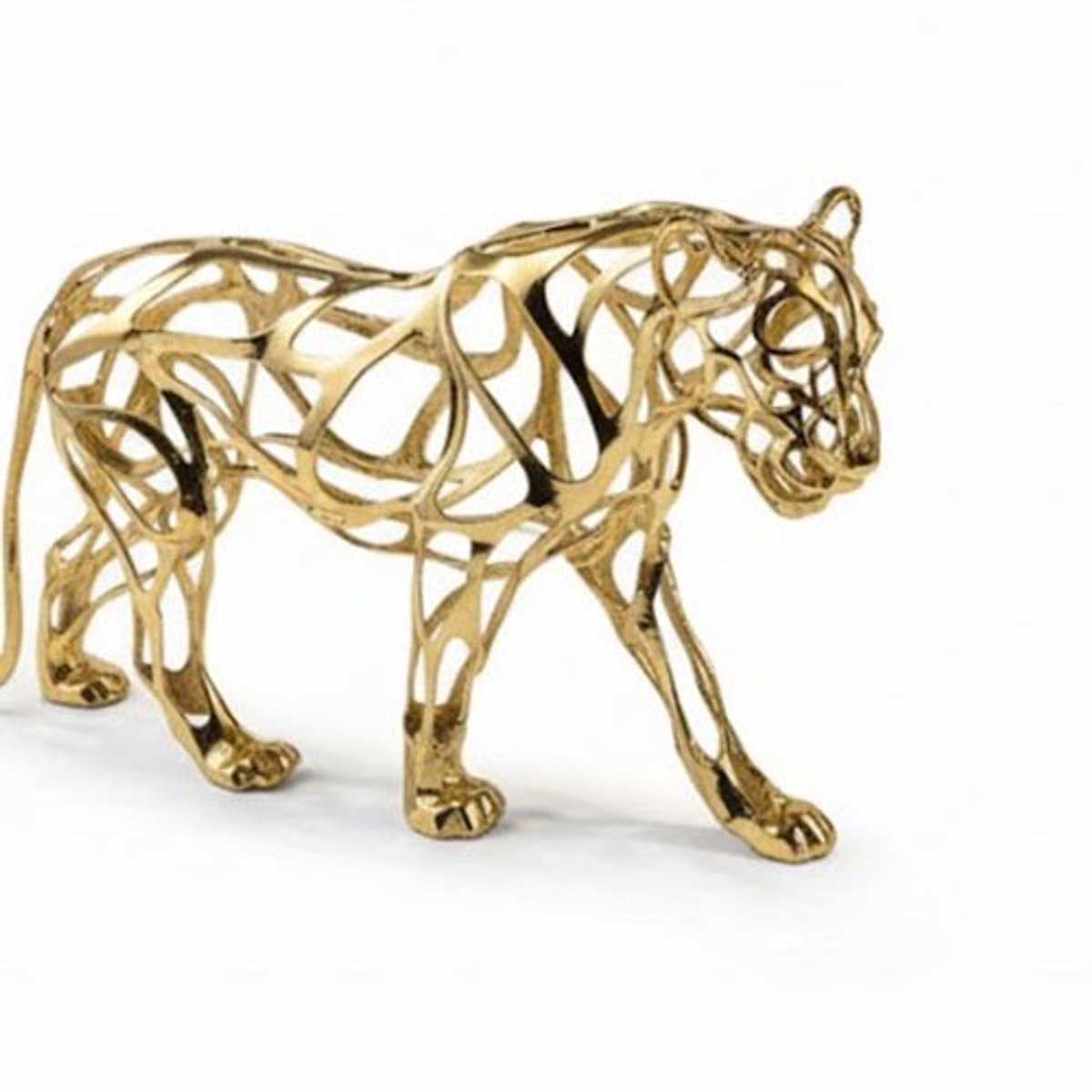 Eviva Home Deco Gouden Opengewerkt Cheetah Beeld - De Snelheid uit de 'Jungle Passion' Serie - Dynamische Luxe Decoratie