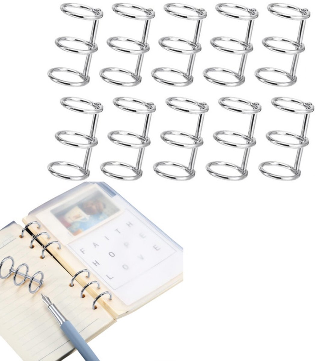 10 stuks - metalen ringbanden - DIY fotoalbum kaartringbanden - Menuringbanden - Stevig en duurzaam - 20 mm binnendiameter - Zilver - Voor indexkaarten