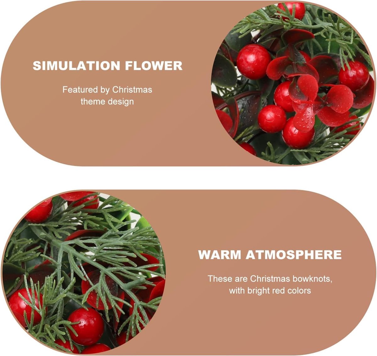 Decoratieve kerstkrans - Kunstmatige dennenkrans voor de deur - Adventstakken en bessen - 35 cm – foto 5