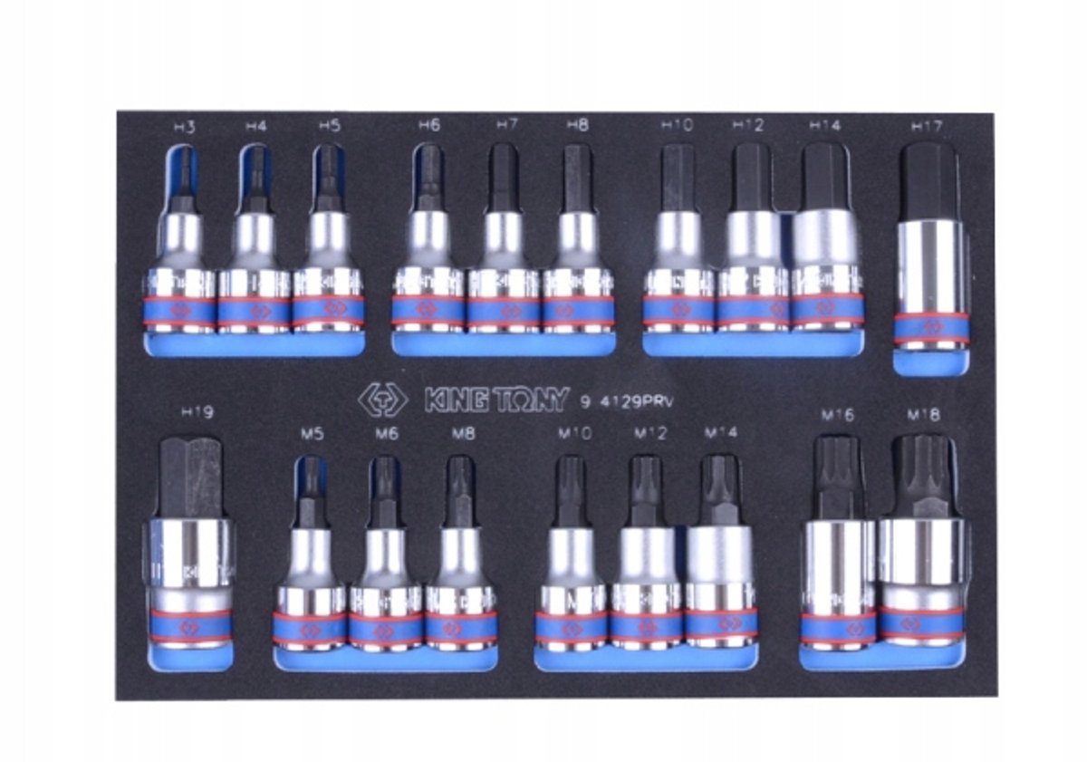 King Tony Doppelseitige Dop-bitset 1/2" 19-delige HEX & SPLINE