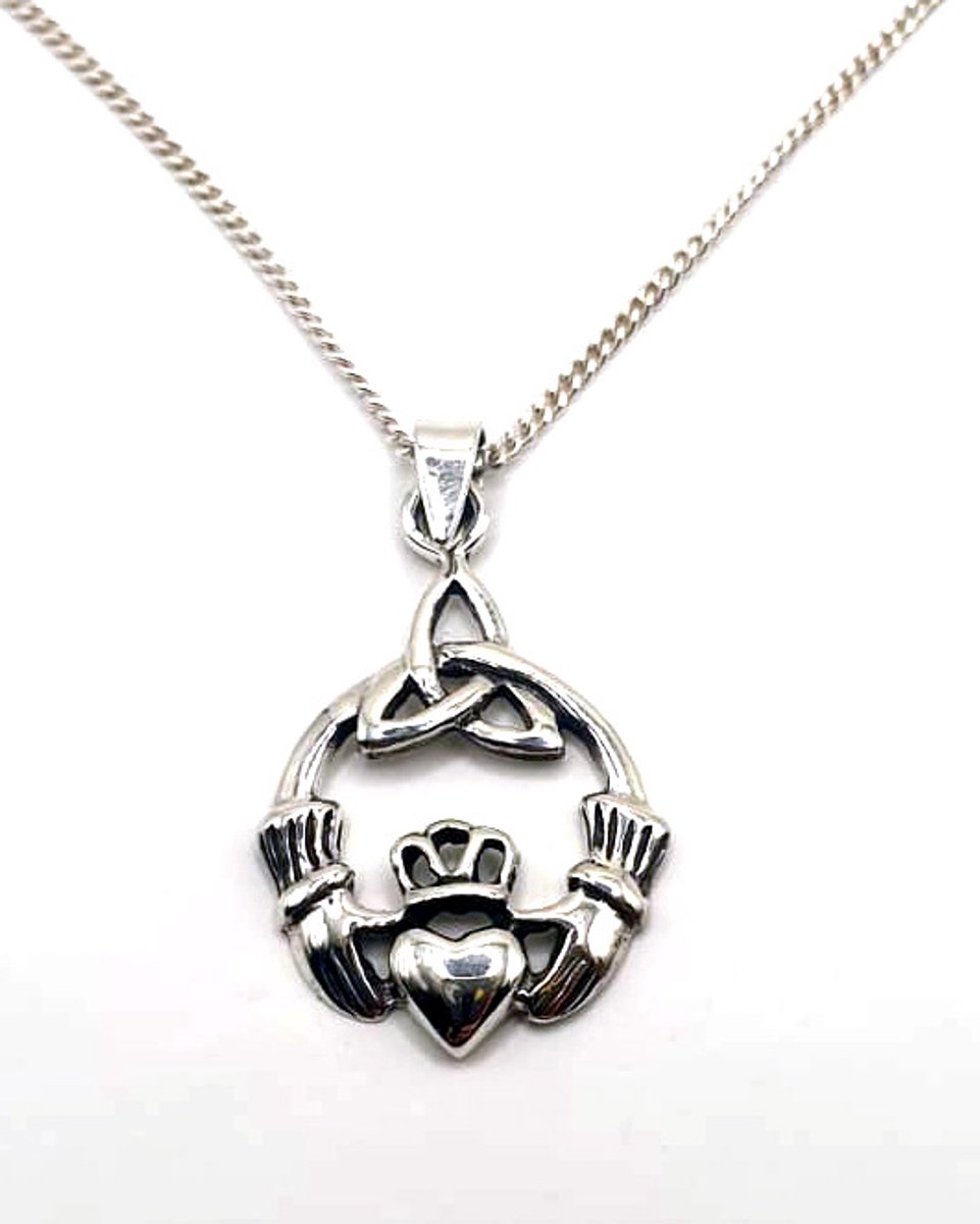 Zilveren claddagh hanger(35602-45cm)