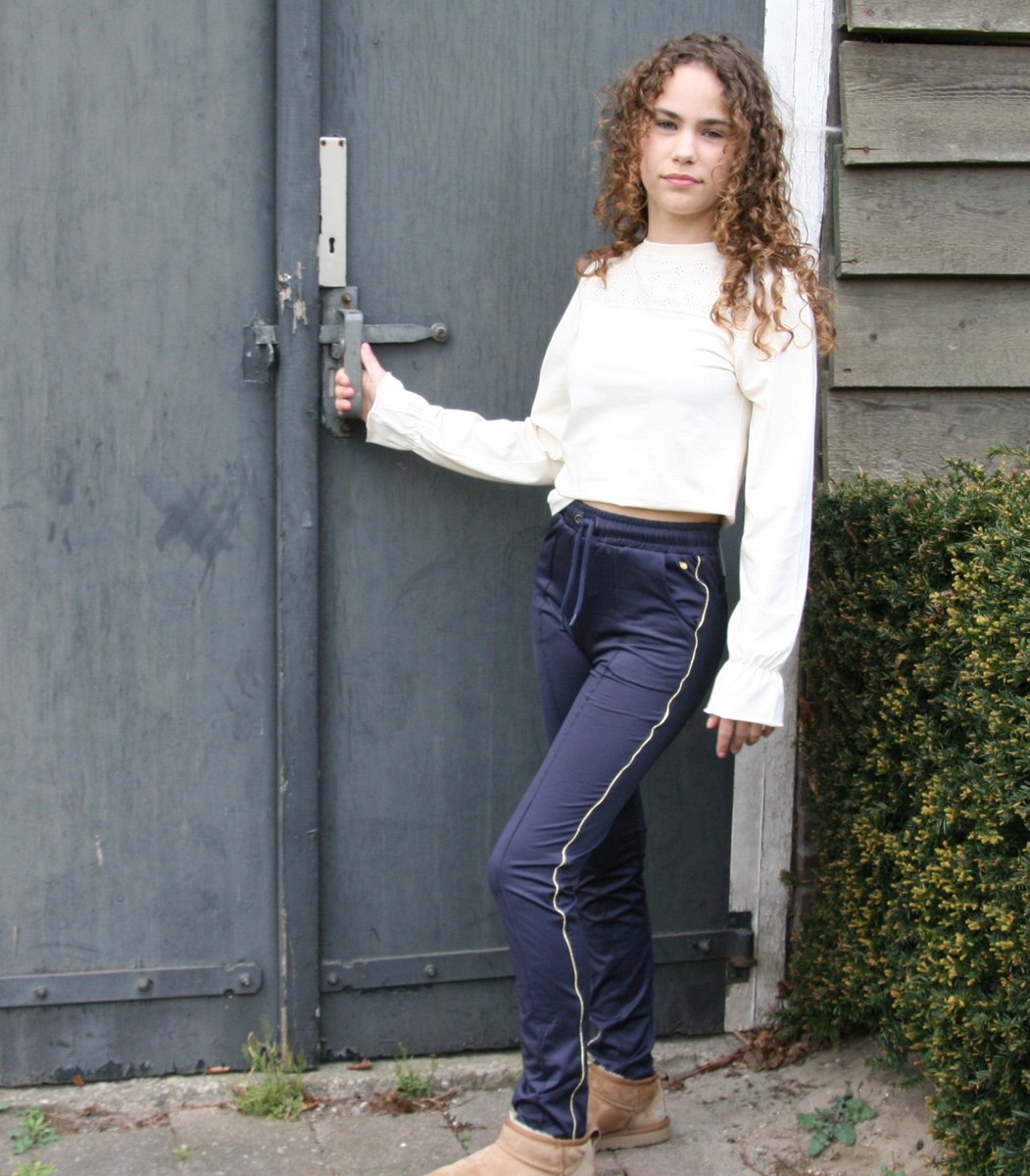 Funkle Girls Pants – Donkerblauw met Gouden Bies – Premium Kwaliteit