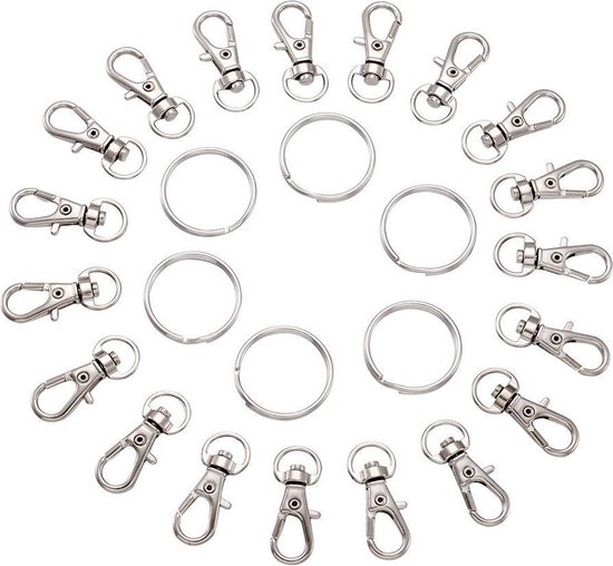 TIESOME 45 kleurrijke metalen kreeftklauw sluitingen, lanyard draaibare