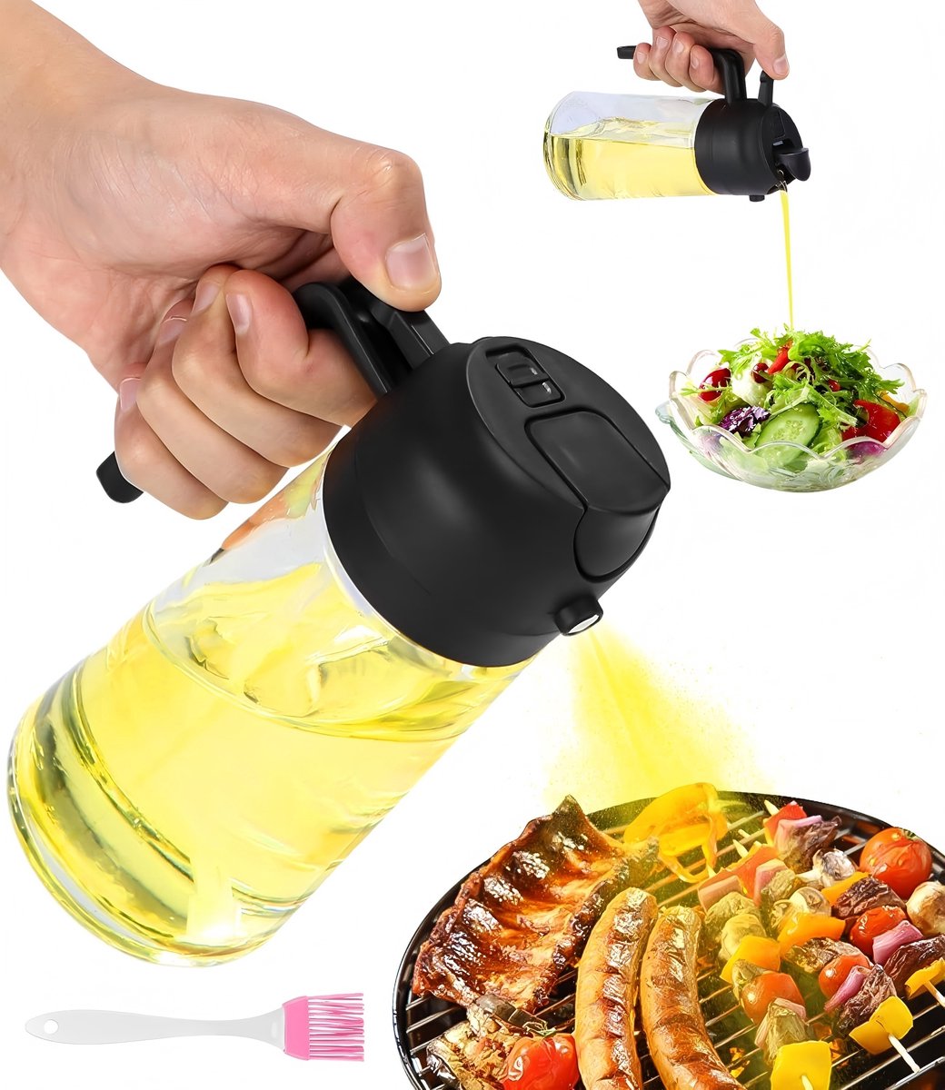 2-in-1 azijn- en olieverstuiverset, 500 ml kookolieverstuiverfles