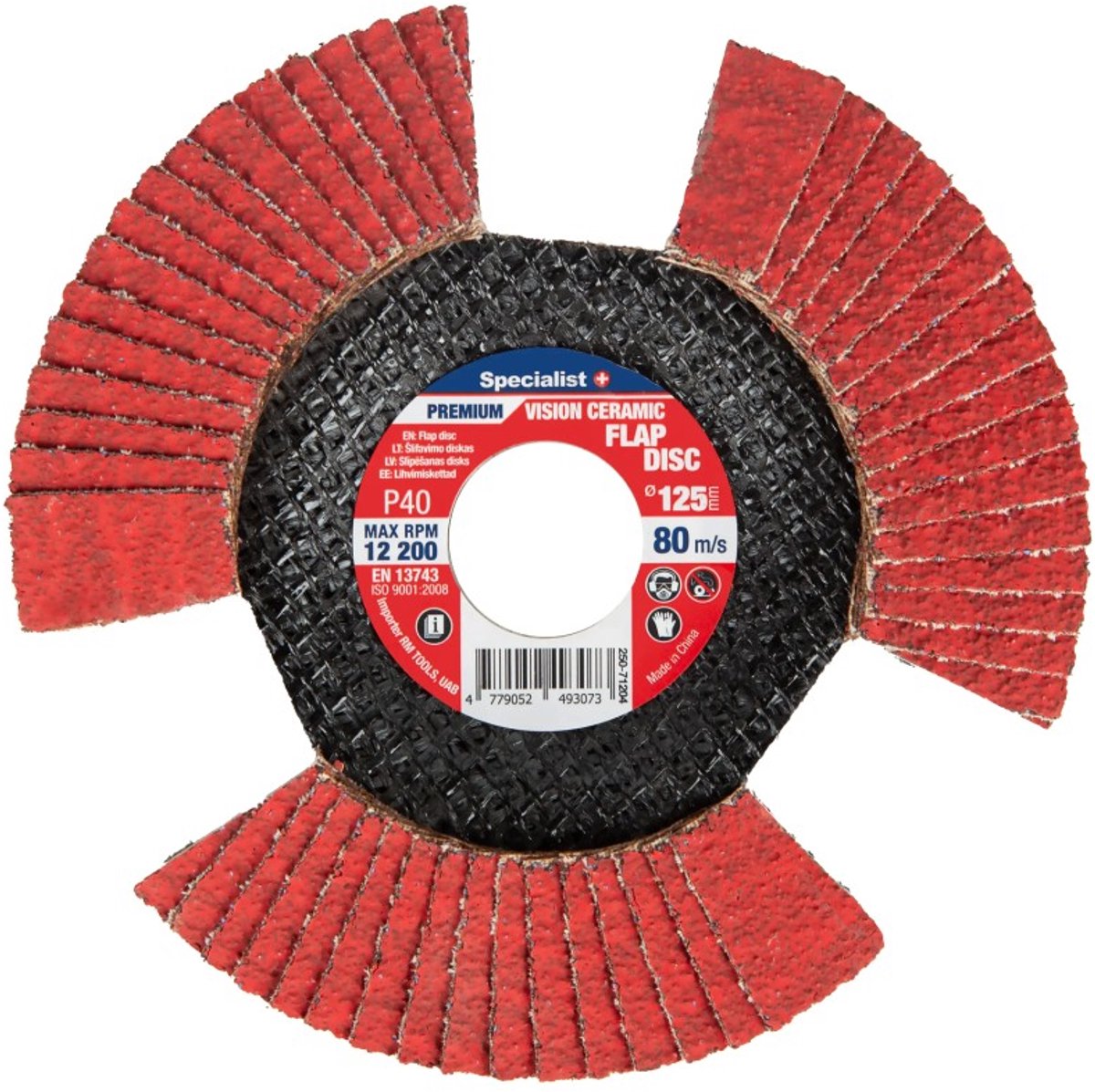 5 stuks - 125 mm P60 Vision Ceramic PREMIUM Lamellenschijf – Specialist+ Keramisch voor RVS en staal