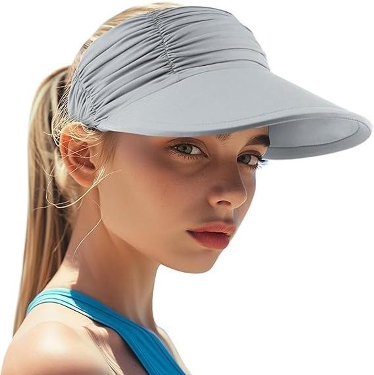 Provento - Zomerhoed voor dames met grote rand en UV-bescherming, strand- en sportmuts, zonnevizier