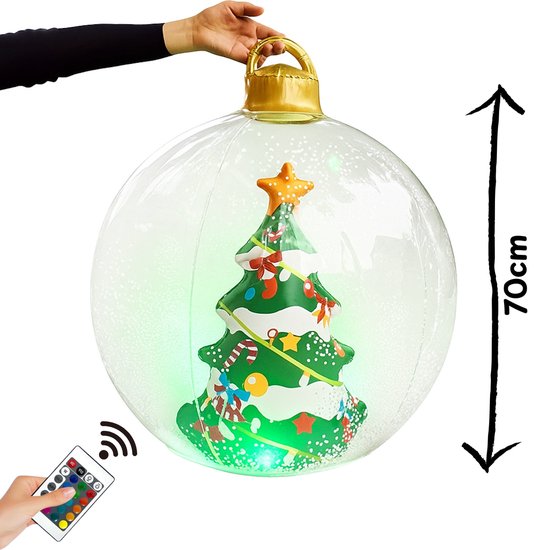 kerstdecoratie - opblaasbare kerstbal - LED verlichting - kerstboom - kerstbal