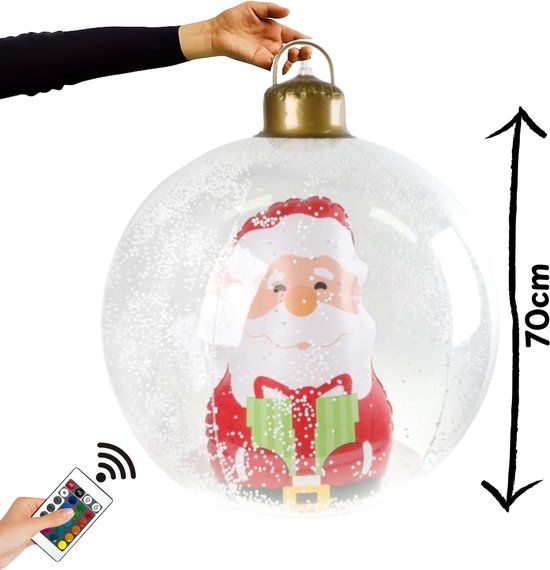 kerstdecoratie - opblaasbare kerstbal - LED verlichting - kerstman - kerstbal