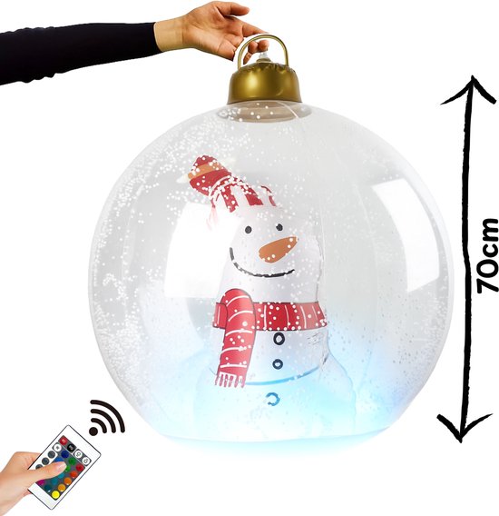 kerstdecoratie - opblaasbare kerstbal - LED verlichting - sneeuwpop - kerstbal