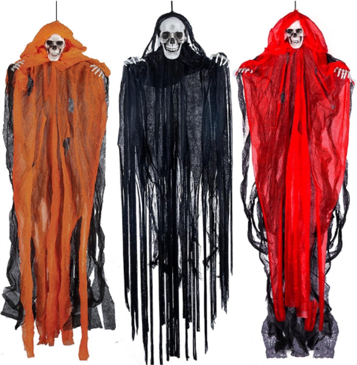 Thuys – Set Van 3 Hangende Halloween Geesten – Griezelige Reapers – 120cm En 90cm Halloween