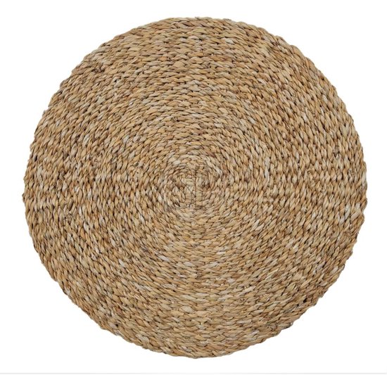 6 stuks antislip ronde placemats 38cm, natuurlijke bruine jute (13