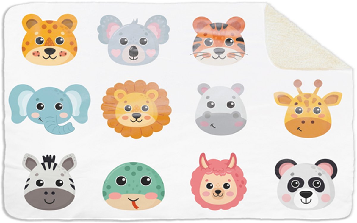 Fleecedeken Dierenillustratie, 96x146cm, Polyester Sherpa, FD2025007