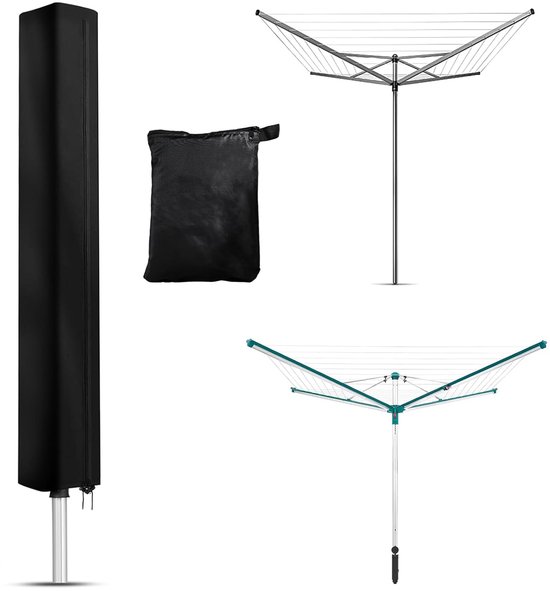 Mrrihand Beschermhoes 180 cm, hoes droogmolen 420D hoogwaardige waterdichte stof trunk interne zilveren coating, anti-UV afdekking droogmolen, kleine parasol beschermhoes ITK-001 zwart Mrrihand Beschermhoes 180 cm, hoes droogmolen 420D hoogwaardige waterdichte stof trunk interne zilveren coating, anti-UV afdekking droogmolen, kleine parasol beschermhoes ITK-001 zwart