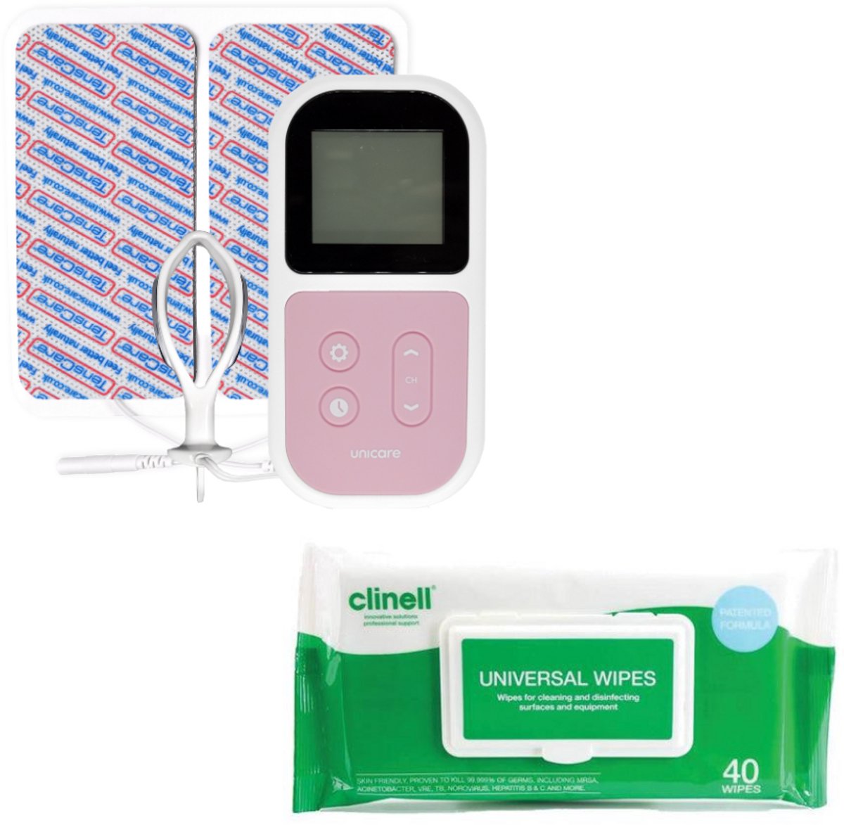 TensCare Unicare bekkenbodemtrainer bundel met schoonmaakdoekjes - Incontinentie en Menstruatiepijnverlichting - Bekkenbodemtrainer Postnataal herstel - Bekkenbodem trainer