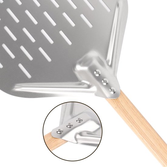 Crosson Pelle à Pizza Perforée 36x46 Cm - Spatule Légère Aluminium Anodisé Avec Manche 40 Cm, Idéale Pour Fours à Pizza