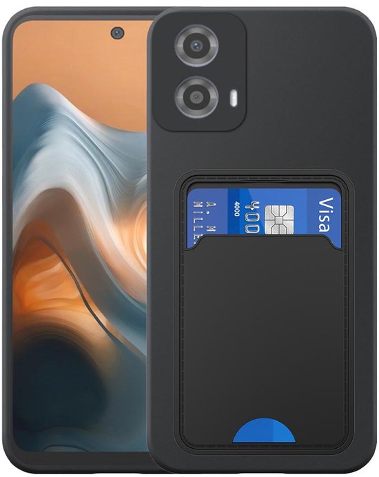 Étui de téléphone compatible avec Motorola Moto G34/G45 avec porte-cartes en TPU - Coque arrière Flexible en Siliconen TPU avec emplacement pour carte - Zwart - Smartphonica compatible avec Motorola Moto G34 ; Motorola Moto G45