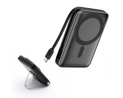 Techspot© Magsafe Powerbank - 10000 mAh - Kickstand - USB-C snellader - LED Display - Draadloos & bedraad opladen - Apple magsafe - USB-C + USB-A - iPhone 12/13/14/15/16 - Samsung
