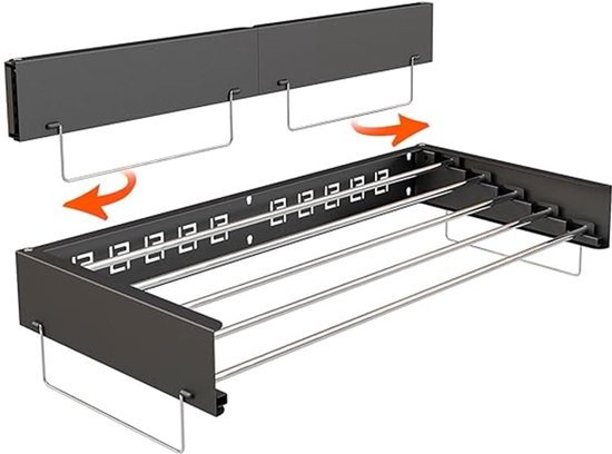 COSTWAY wasdroger voor wandmontage, uittrekbare wanddroger van roestvrij staal met 8 stangen, wandwasdroger 25 kg draagkracht voor waskeuken, badkamer