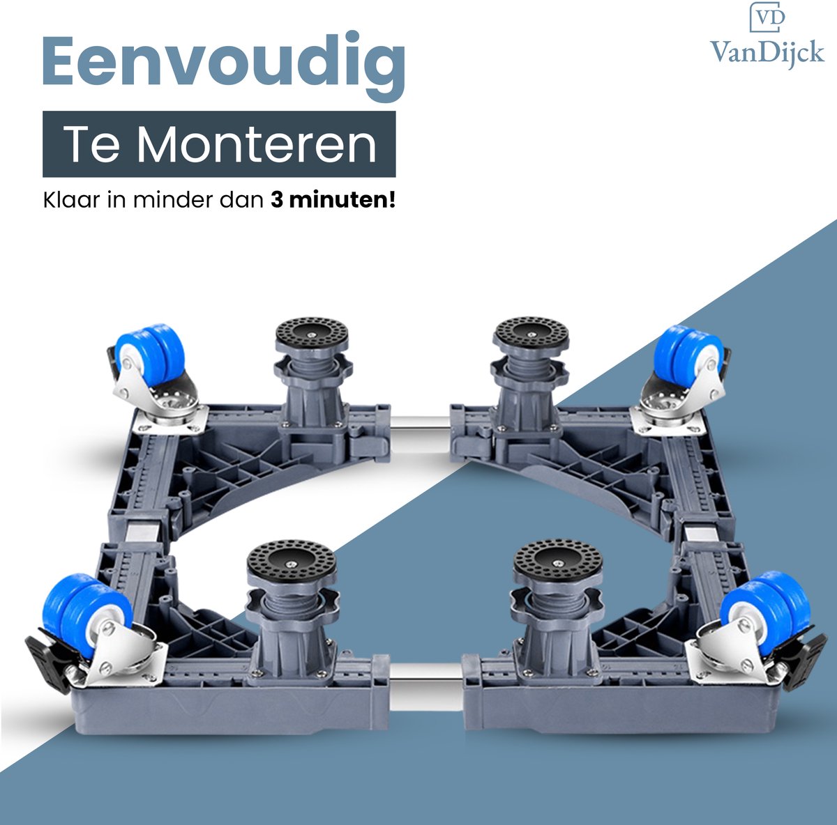 VanDijck Wasmachine Verhoger - 4 Wielen en 4 Poten - 42-75 cm - 400 kg — afbeelding 4