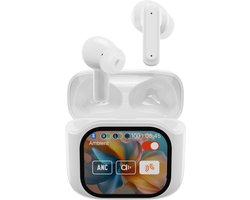 Draadloze Oordopjes – Bluetooth Oordopjes - Noise cancelling ANC+ENC - Met Led Touch Screen -Universeel - BT 5.4 - Wit