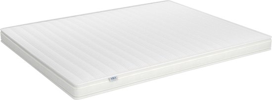 Un matelas blanc avec un subtil motif damassé et un accent gris le long du bord, avec le logo 'ADA'.