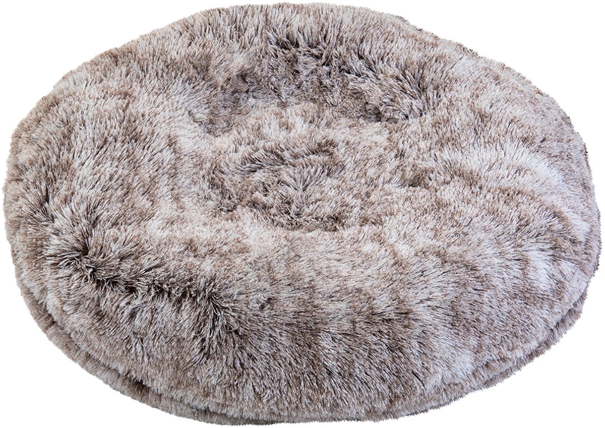 AB soft bed voor honden - long pluche - beige mellée - rond 58 cm - met rits/ makkelijk onderhoud - machine wasbaar - zeer comfortabel