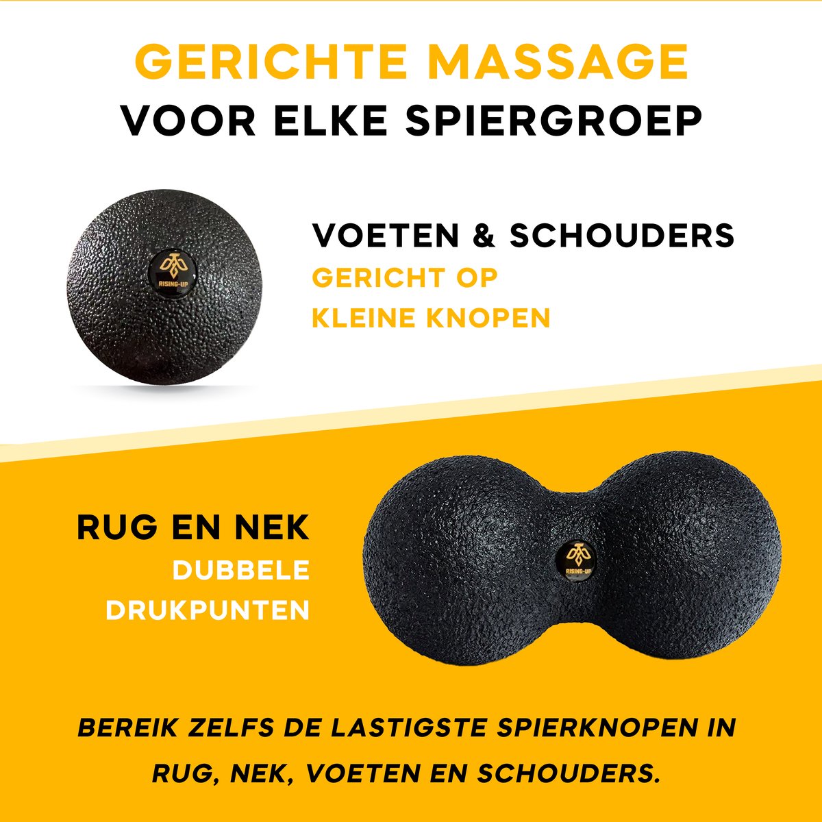 Rising Up Foamroller Pro Set 6 delig – Grid & Gladde Foamroller, Peanut Roller, Massagebal, Kuitroller, Weerstandsband + Rugzak & Gratis Trainingsapp + E-books thumbnail 4