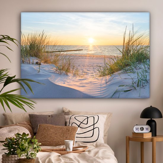 Toile - Tableaux sur toile plage - Mer - Dunes - Paysage - Tableau mer - Peintures sur toile - Tableau salon - 180x120 cm