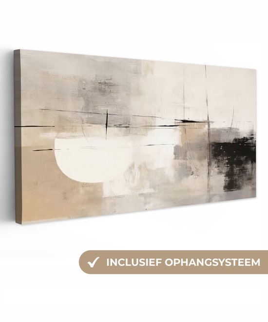 Canvas schilderij 160x80 cm - Wanddecoratie Abstract - Kunst - Grijs - Muurdecoratie woonkamer - Kamer decoratie modern - Abstracte schilderijen