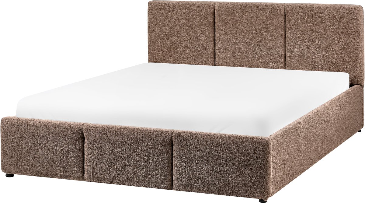 Beliani BOUSSE - Bed met opbergruimte - Taupe - 140 x 200 cm - Bouclé Beige