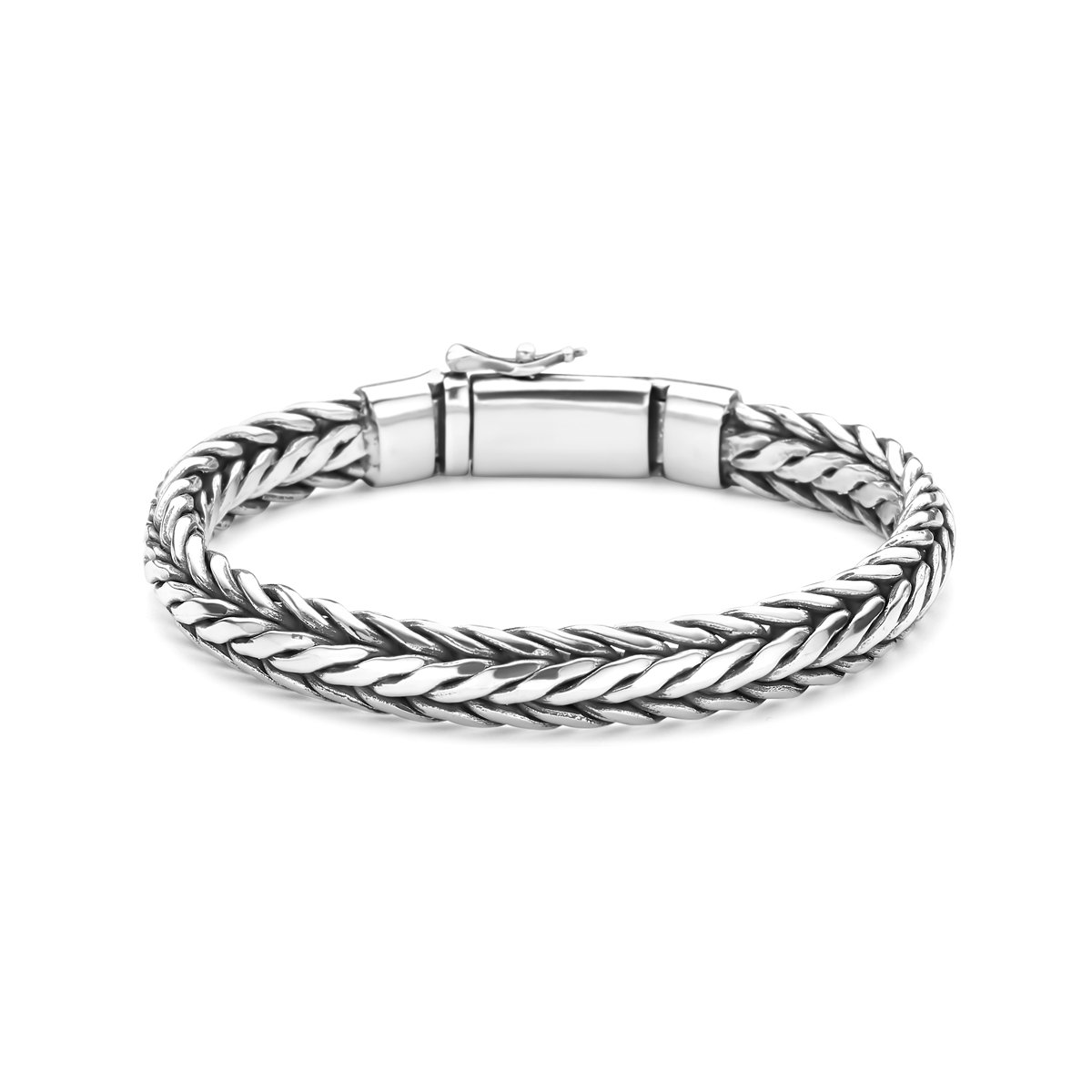 Lev Sieraden - Zilveren armband geoxideerd - vossestaart schakel - 9 mm 21 cm - heren armband