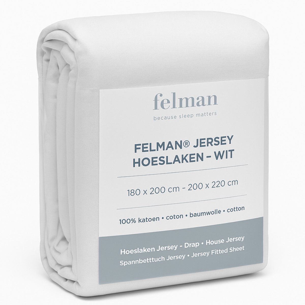 FELMAN® JERSEY Hoeslaken – Wit – 180x200/200x220 cm – Stretch – Fitted Sheet 100% Katoen - tot 35cm matrasdikte – voor Boxspring - Waterbed