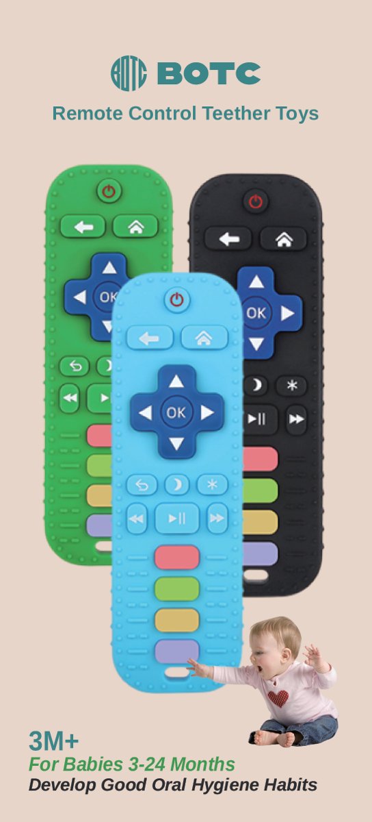 BOTC Baby Afstandsbediening - Babybijtring - Kauwspeeltje voor baby's van 3-24 maanden - TV-Afstandsbediening - 1 stuk - Blauw van BOTC — afbeelding 5