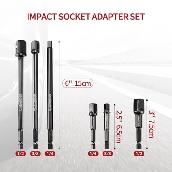 3Pcs Impact Grade Power Drill Sockets Adapter Sets, 1/2 Inch Extension ...