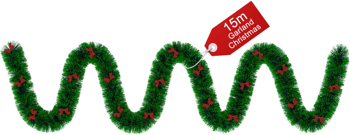 Aufun Dennenguirlande - 15 m - groen - kerstguirlande voor kerstboom en deurversiering