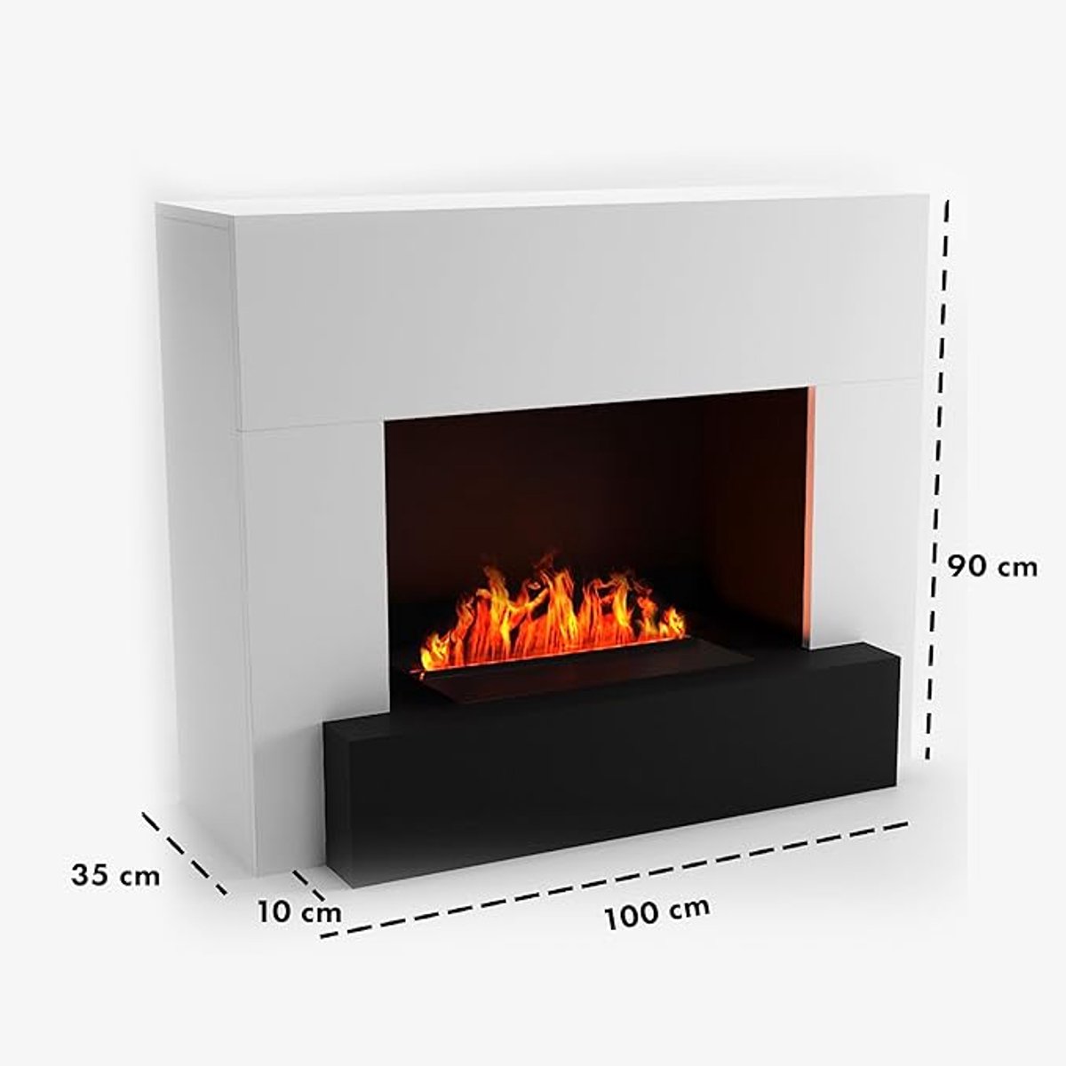 AquaGlow Waterdamp Sfeerhaard – Elektrische LED 3D Haard met Knisperend Vuurgeluid, Afstandsbediening, Vrijstaand – Opti-Myst 500 – 110x90x45 cm – Wit HomeByNicole
