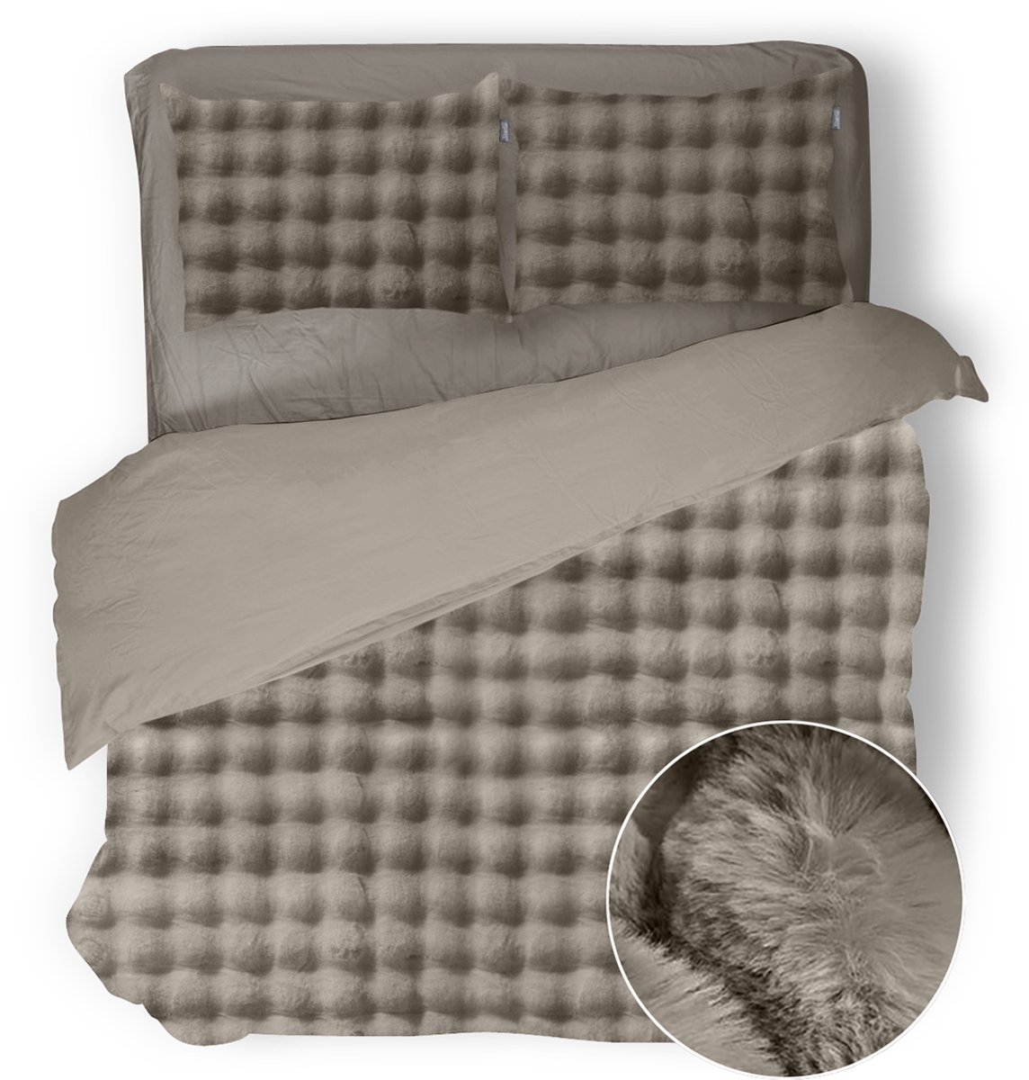 Eleganzzz Dekbedovertrek Shiny Bubble Pom Pom Flanel Fleece - Beige - Dekbedovertrek 200x200/220cm - 100% flanel fleece - Tweepersoons dekbedovertrekken - 200x220cm - Teddy Dekbedovertrek - Fluffy Dekbedovertrek