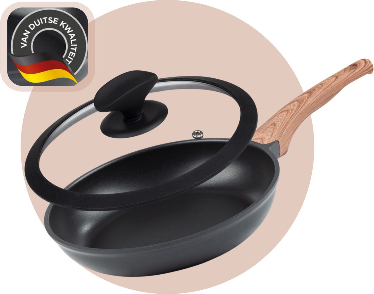 Rosmarino Koekenpan 20cm met glazen deksel - Inductie - Zwart