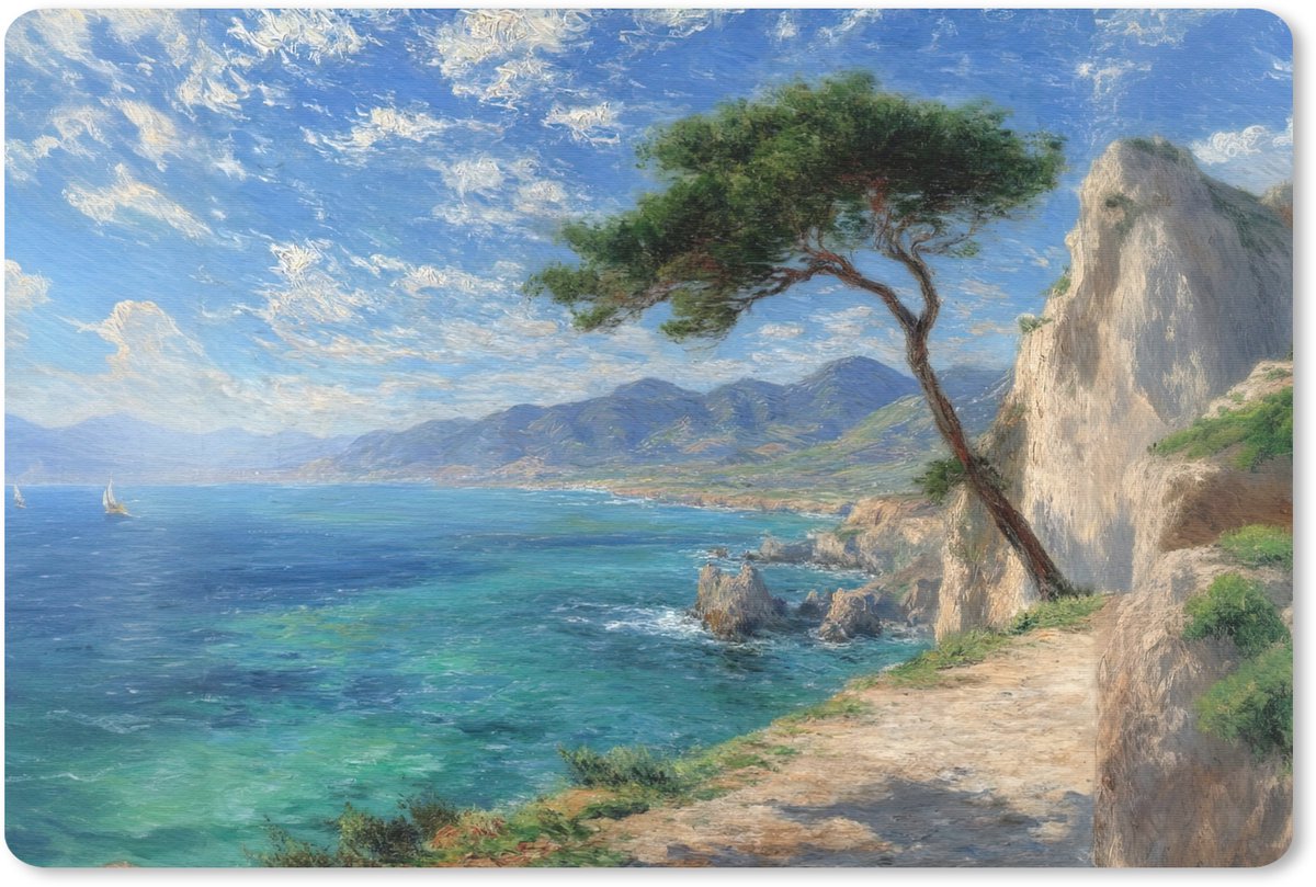 Muismat 27x18 cm - Mousepad Rotsen - Kustlijn - Boom - Bergen - Muismatten