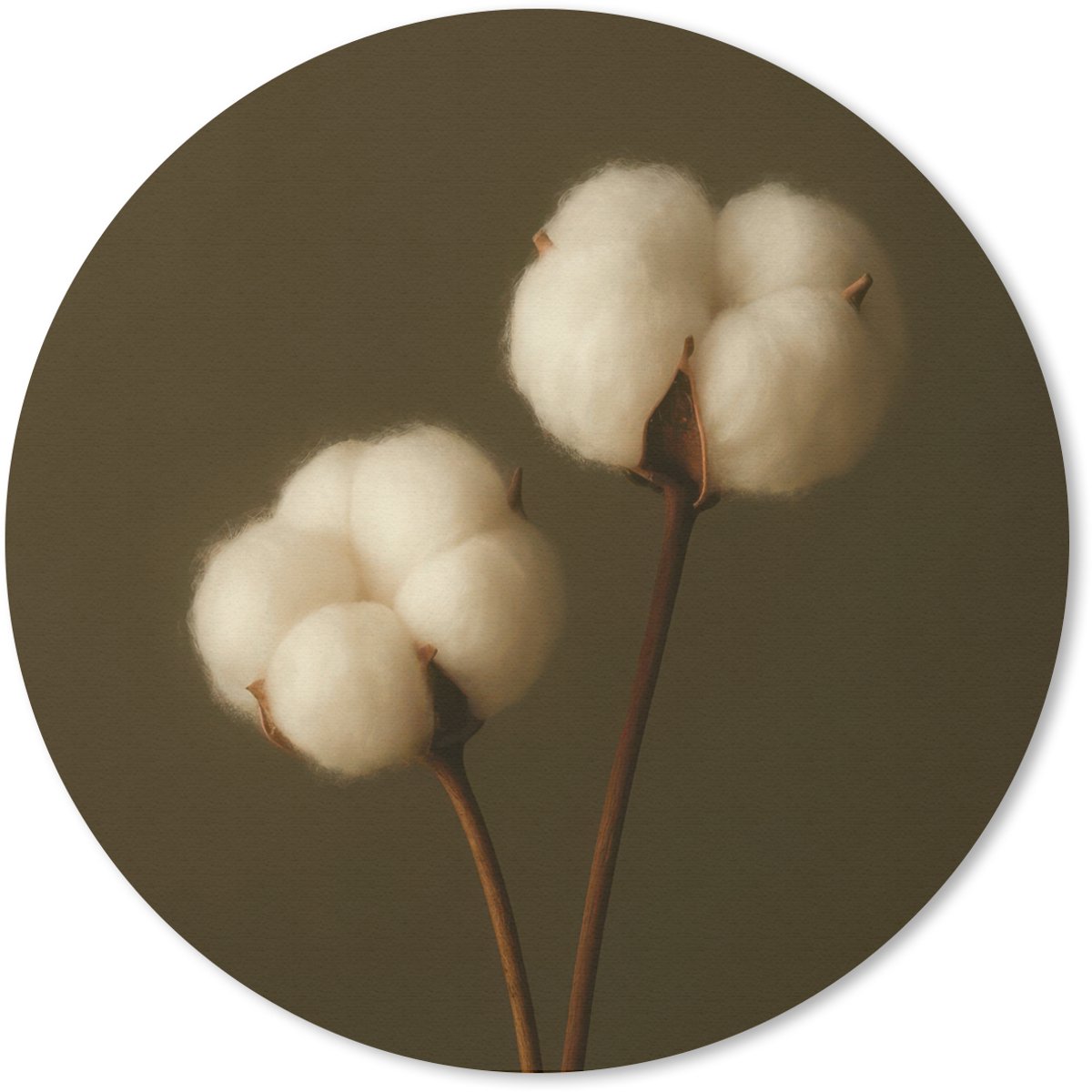 Muismat rond 20x20 cm - Mousepad Takken - Katoen - Wit - Bollen - Ronde muismatten