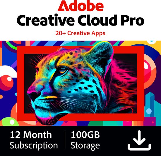 Adobe Creative Cloud Pro - 100GB Cloudopslag - 12 maanden/1 apparaat - EN/NL/FR/DE (PC/MAC)