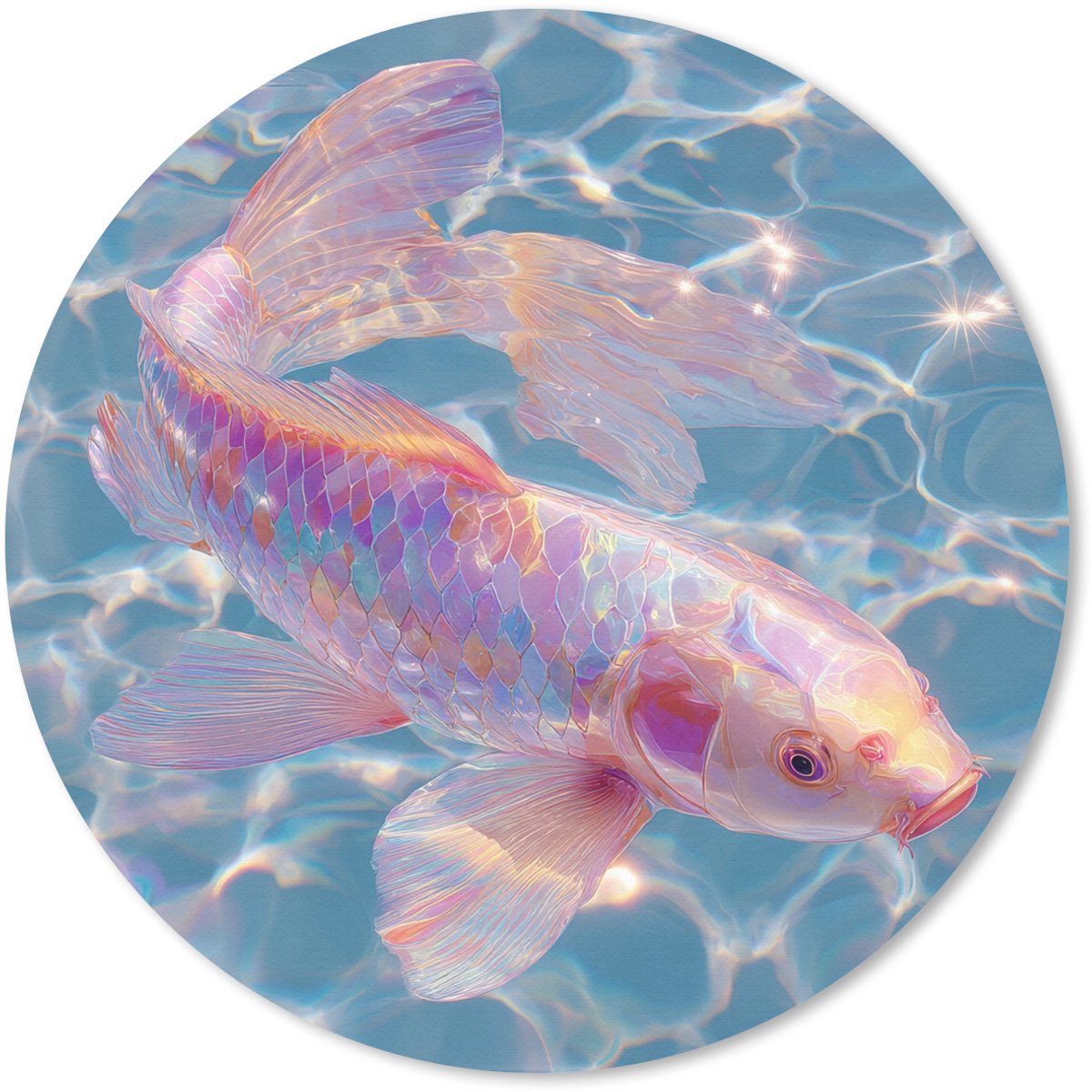 Muismat rond 50x50 cm - Mousepad Vis - Water - Blauw - Licht - Ronde muismatten
