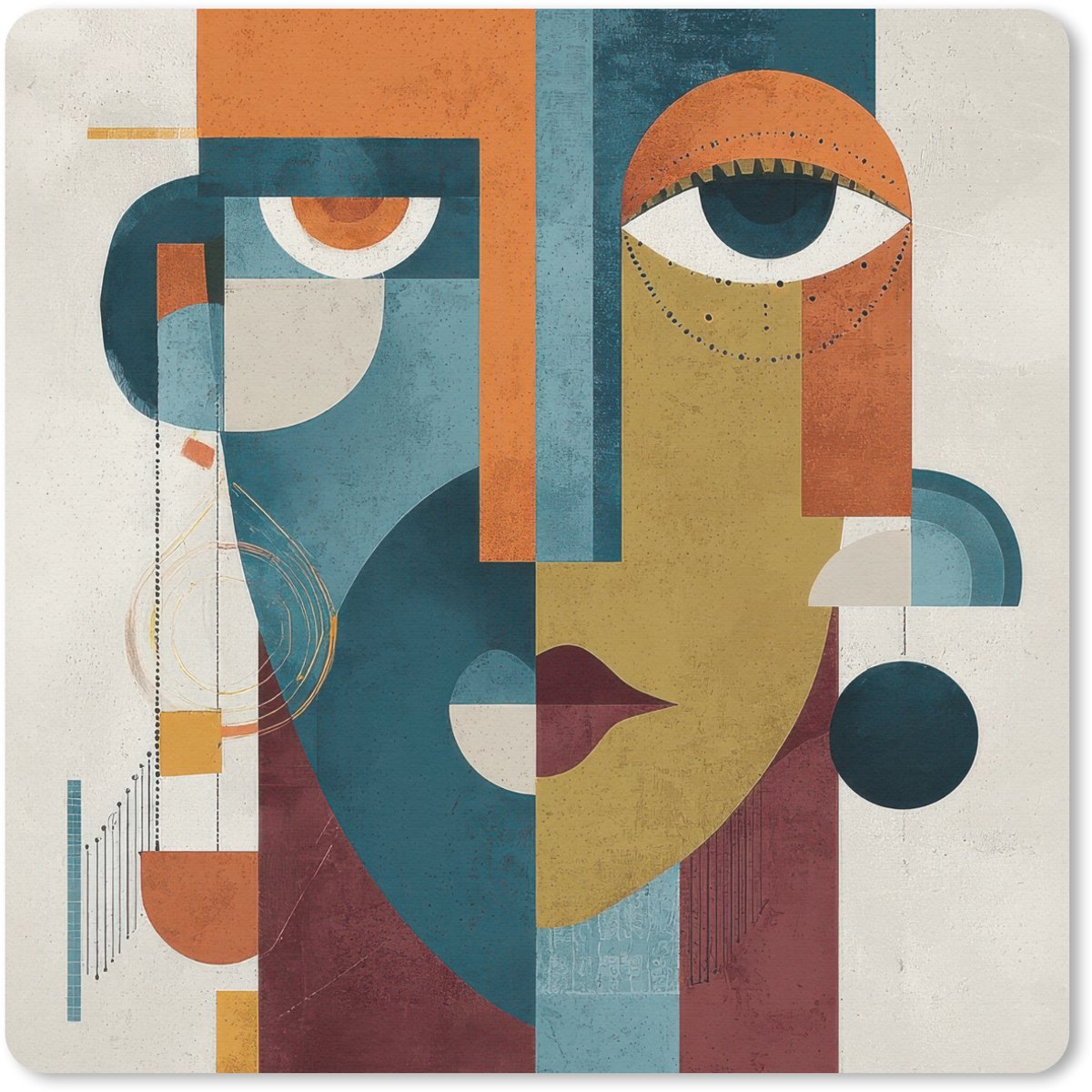 Muismat 30x30 cm - Mousepad Geometrisch - Strakke vormen - Kleurrijk - Muismatten