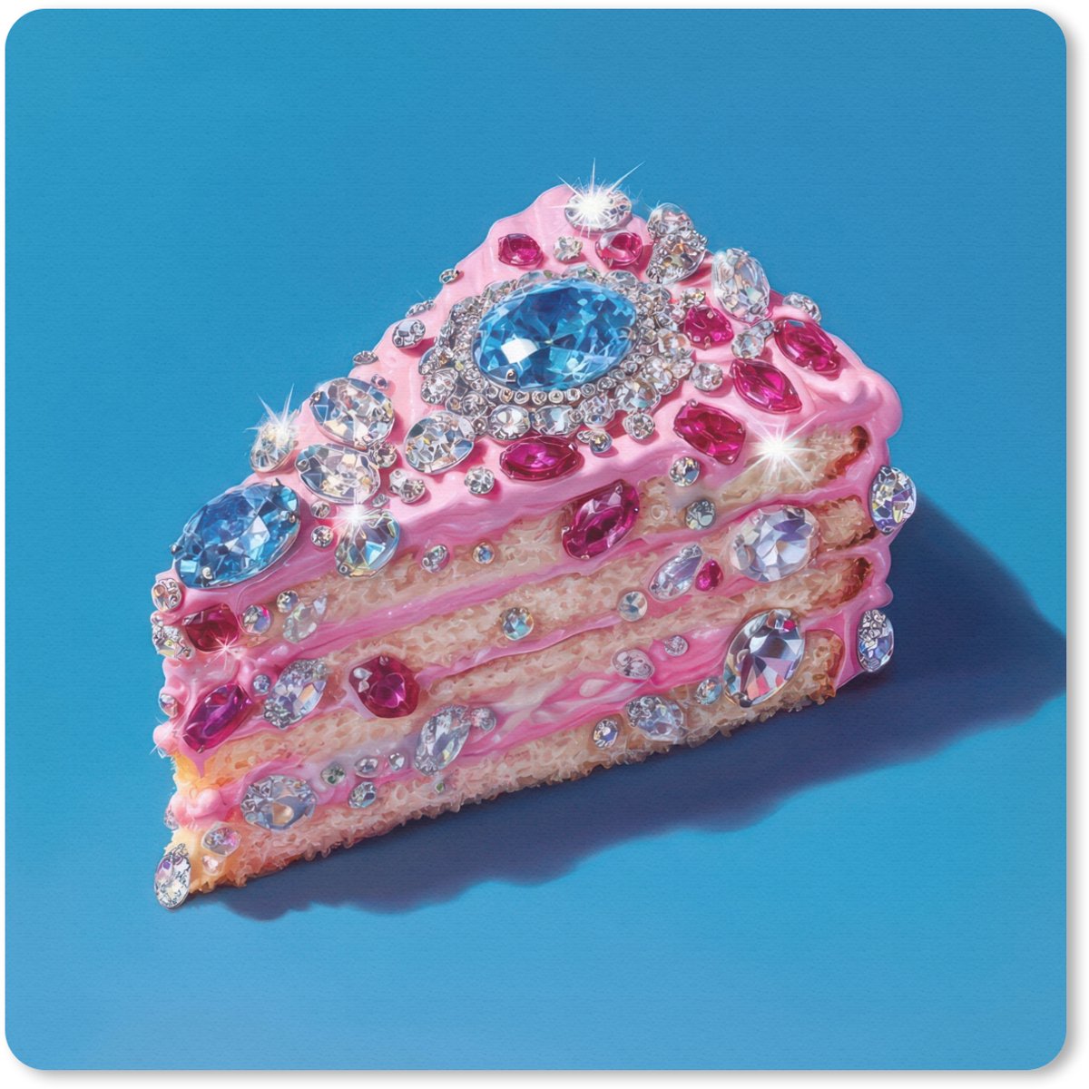 Muismat 30x30 cm - Mousepad Taart - Edelstenen - Glitters - Roze - Muismatten