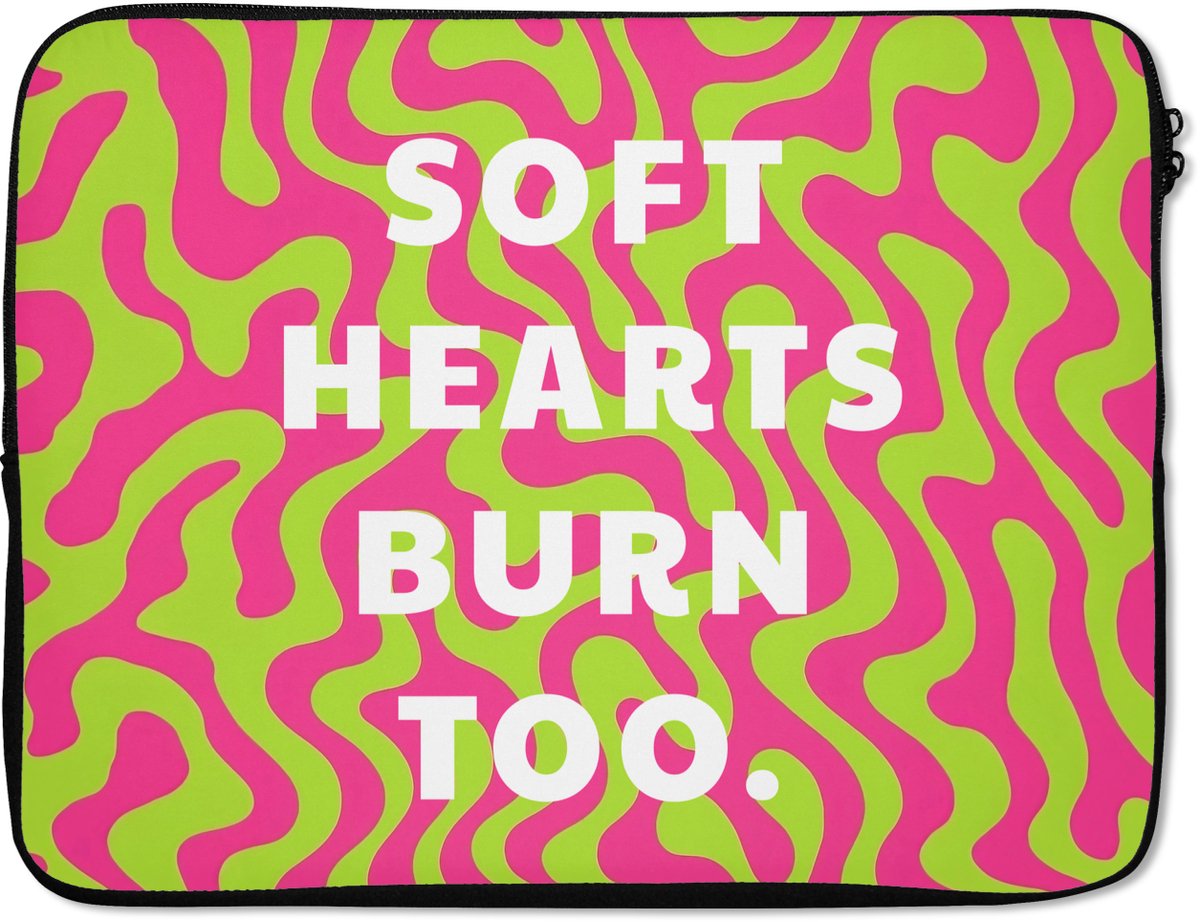 Laptophoes 15.6 inch - Abstract - Quote - Centraal - Roze - Laptop sleeve - Binnenmaat 37x26 cm - Zwarte achterkant