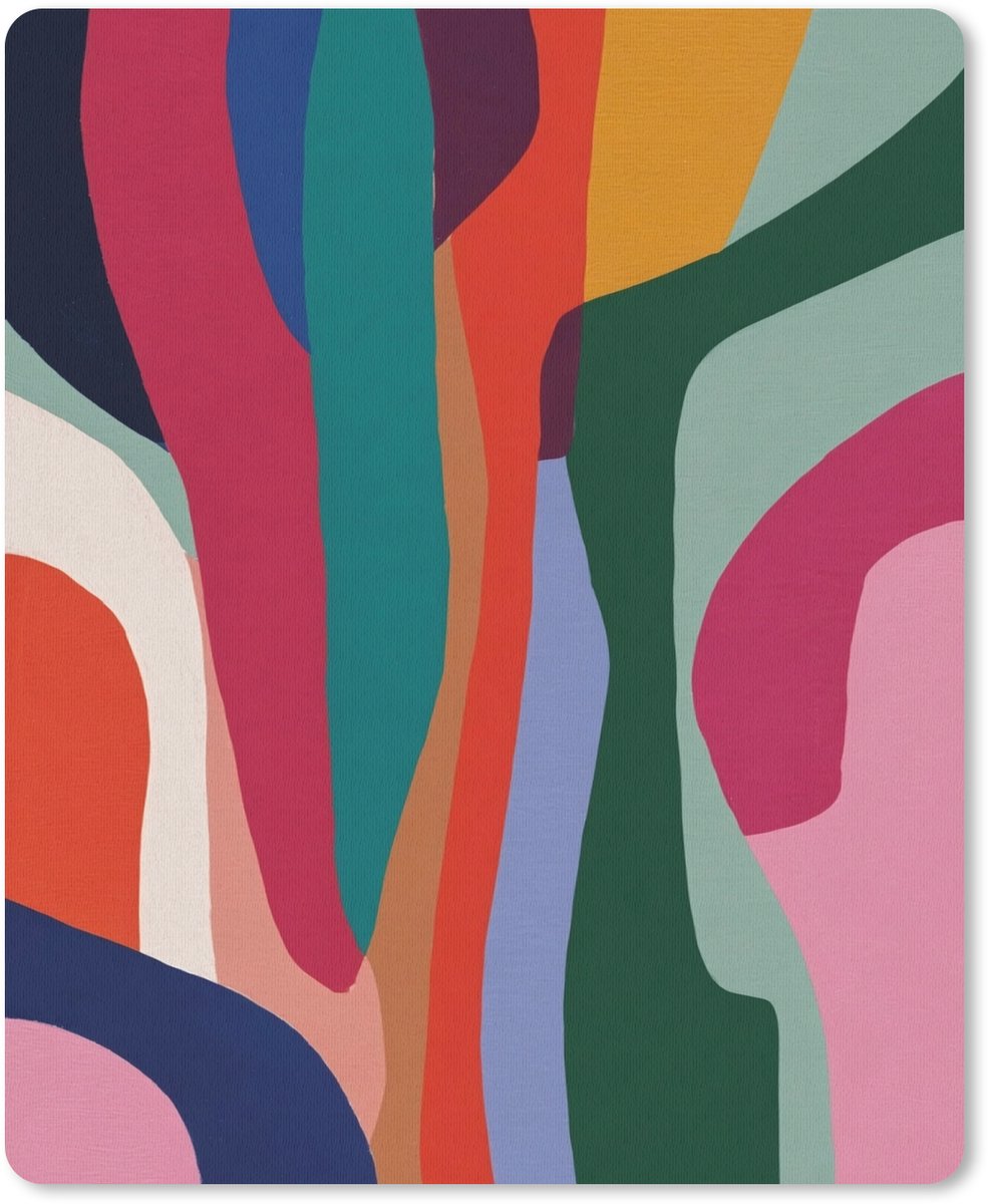 Muismat 19x23 cm - Mousepad Vormen - Bochten - Kleurrijk - Abstract - Muismatten