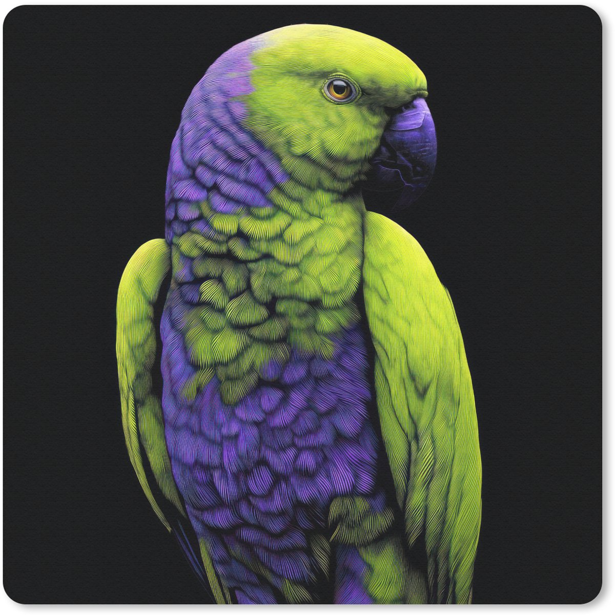 Muismat 20x20 cm - Mousepad Papegaai - Veren - Opvallend - Groen - Muismatten